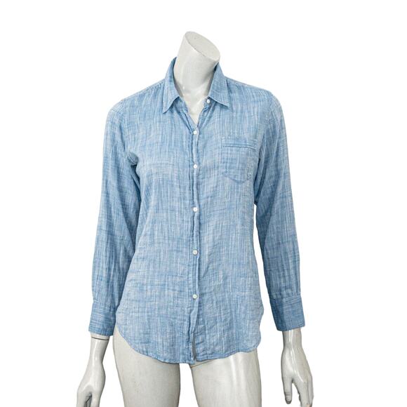 NILI LOTAN Women's Long Sleeve Button up Shirt lightweight blue cotton Sz S - Picture 3 of 7